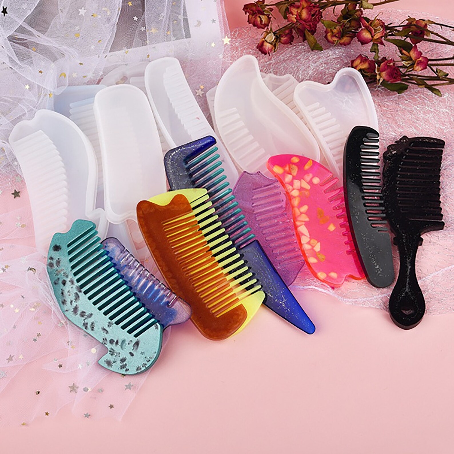9 Styles Comb Resin Mold Hair Comb Mold Comb Silicone Mold Etsy
