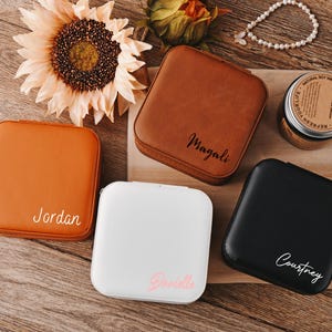 Joyero personalizado de lujo, pequeño y portátil, elegante regalo para dama de honor, fiesta de bodas para dama de honor, joyero, organización conveniente, regalo