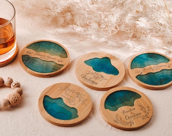Personalized wooden drink coasters,ideal for holiday parties and weddingparties,Christmas gifts,unique gifts,gifts for her,anniversary gifts