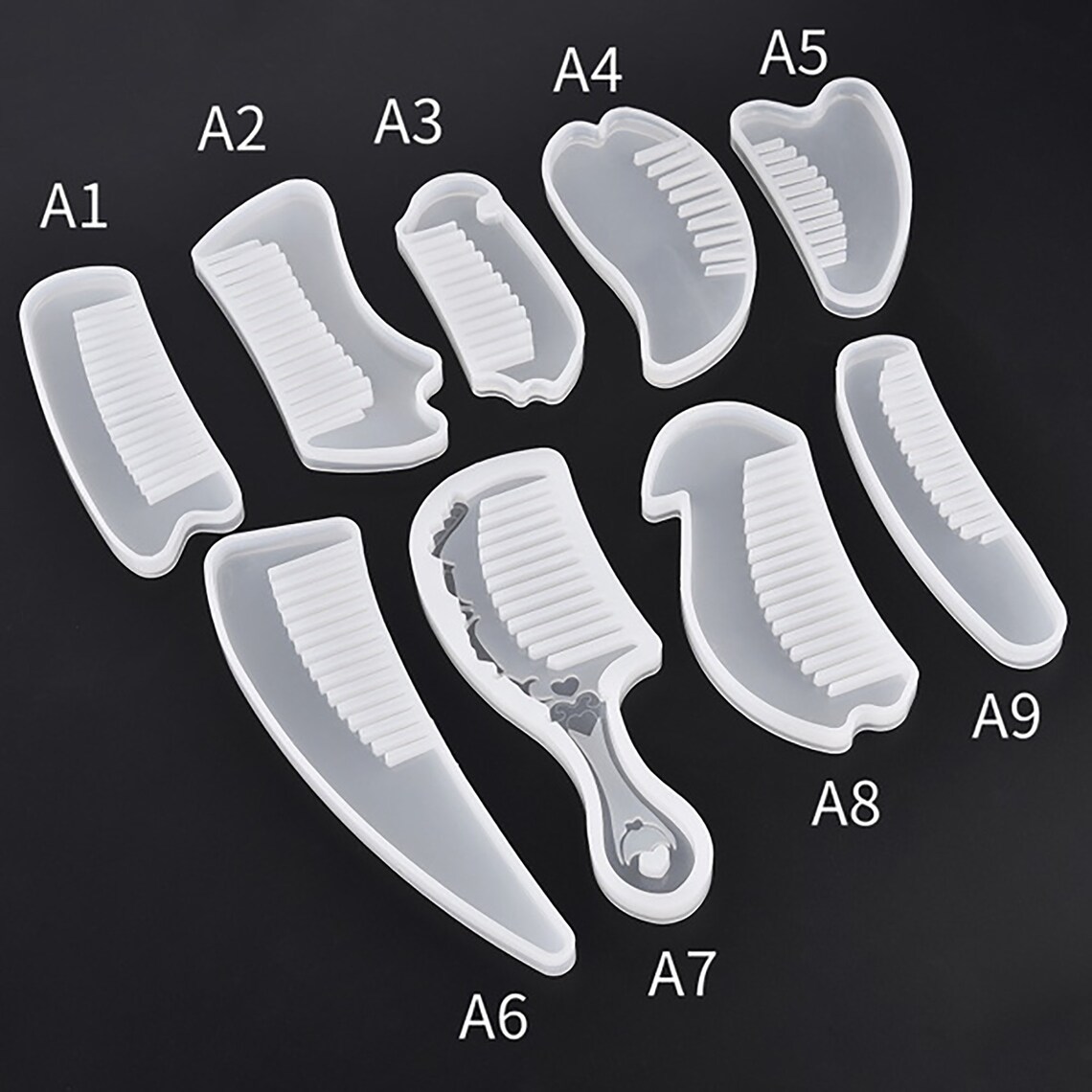 9 Styles Comb Resin Mold Hair Comb Mold Comb Silicone Mold Etsy