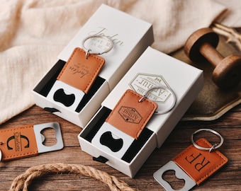 Custom leather keychain bottle opener,leather keychain with personalized engraved bottle opener,gift for him,best man gift,anniversary gift