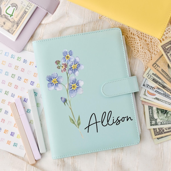 Gepersonaliseerde bloemen 100 naam envelop uitdaging boek - 100 envelop uitdaging bindmiddel - bruiloft bruidsmeisjes geschenken - budget geld organisator
