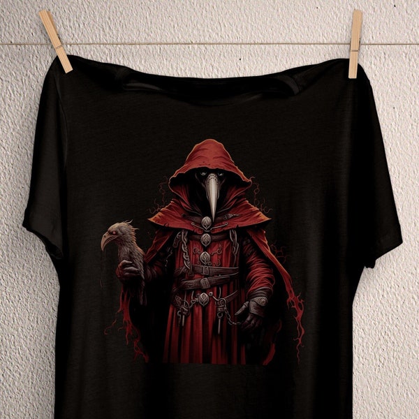 Plague Doctor T-Shirt, Black Unisex Tee, Goth Wiccan Pagan, Alternative Fashion, Graphic Cotton Shirt, Sizes XS-5XL