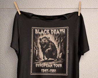 T-shirt medievale della Morte Nera, Camicia da ratto estetica Dark Goth, Abbigliamento satanico alternativo, Morbido Death Metal Top, Abbigliamento Goth pastello