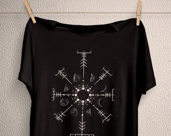 Vegvisir viking runes sign shirt, wiccan wicca t-shirt, occult voodoo medieval clothes pagan clothing pastel goth aesthetic witchcraft tee