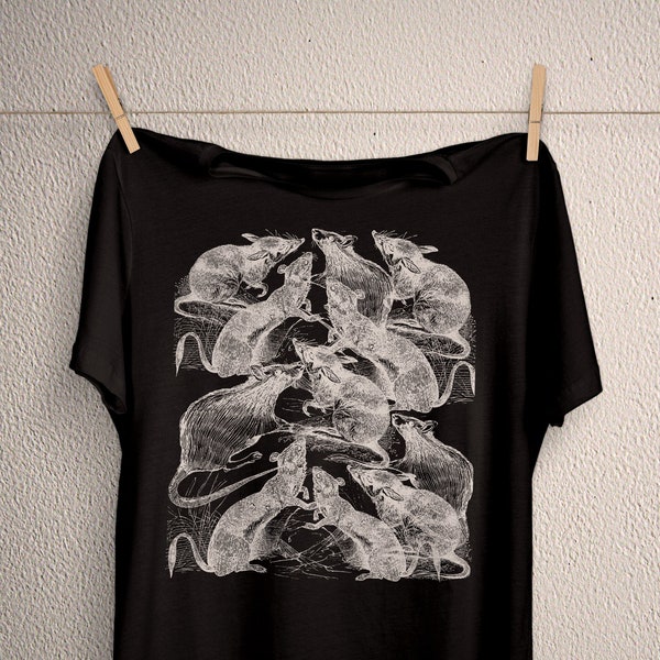 Gruseliges süßes Ratten-T-Shirt, Rattenkönig, Rattenliebhabergeschenke, Haustiershirt, Tierliebhaber-T-Shirt, pastellfarbene Gothic-Kleidung, weiches Grunge, Hexen-Plus-Size-Top