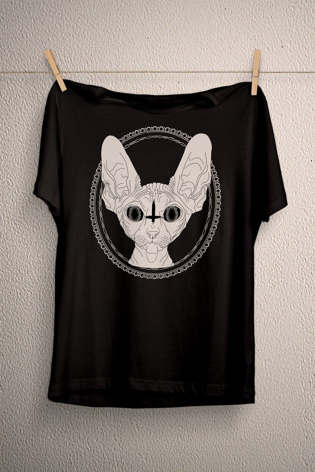 Sphynx Cat Tshirt Death Metal Occult Clothing Black Metal Etsy