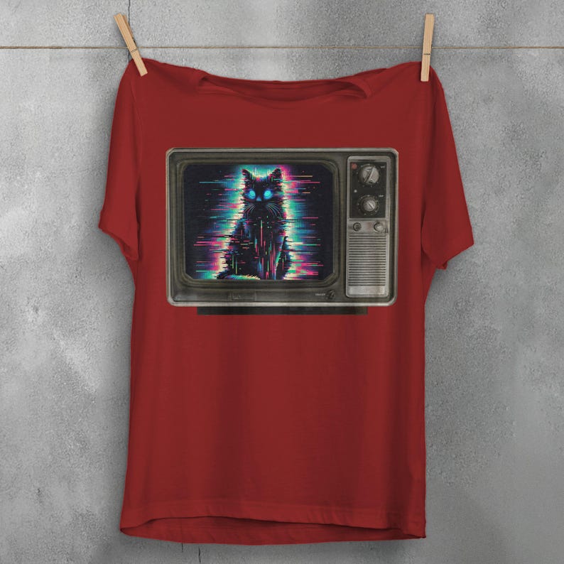 Camiseta de gato psicodélico, camiseta gráfica de televisión gótica imagen 4