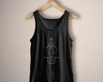 Celestial Sun Moon Phases Mystic Tank Top Astrology Tank Crescent Goth Plus Size Gift Apparel Aesthetic Retro Vintage Cottage Witch Shirt