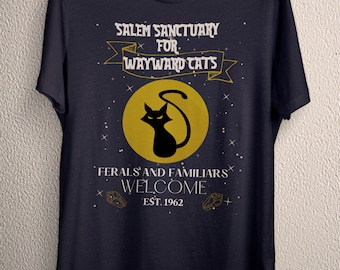 Salem witch shirt, Wayward cats t-shirt, Salem sanctuary cat tee, crystal top, witchcraft apparel, witchy witch clothing, plus size top