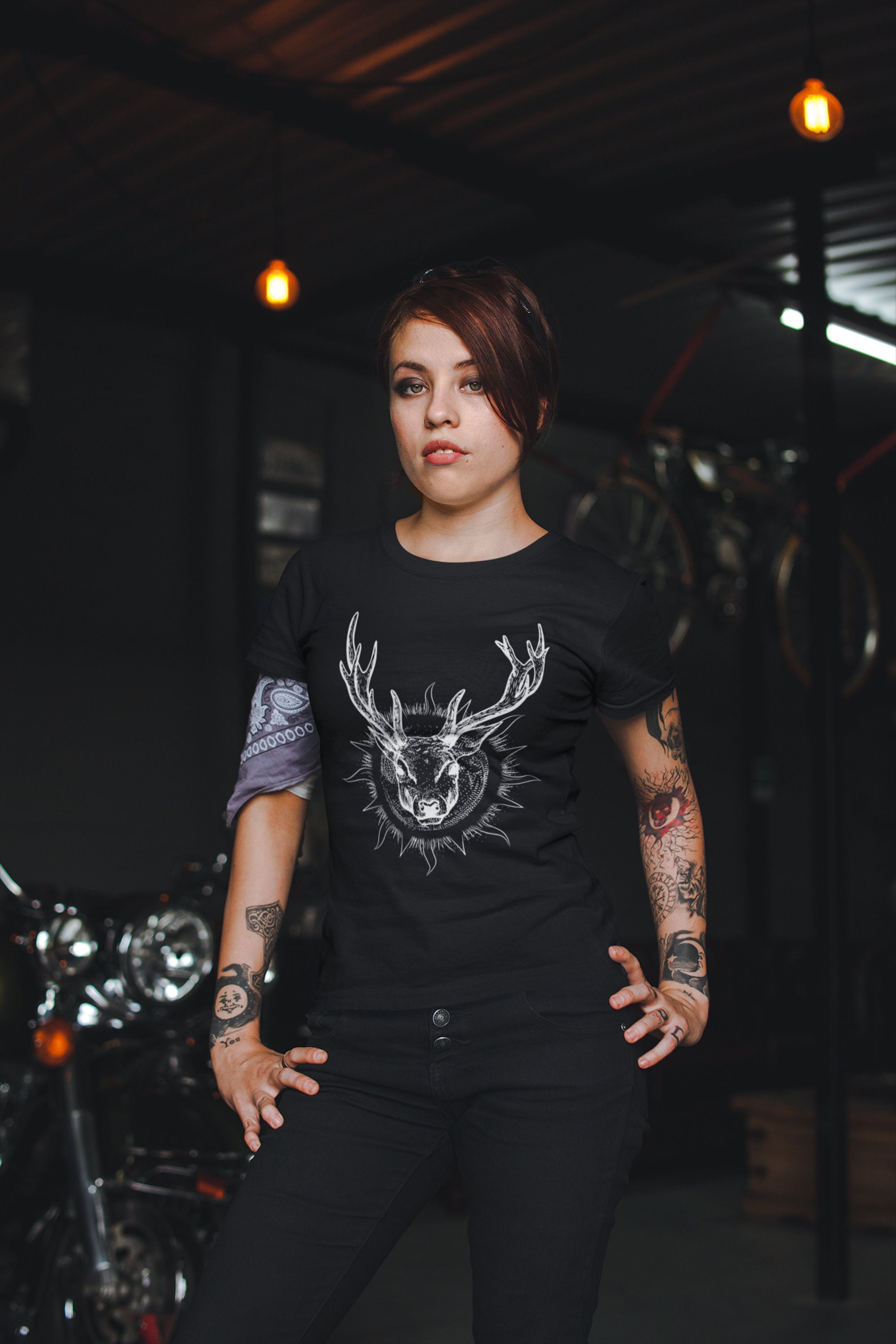 Deer sun t-shirt animal lover shirt pagan druid celtic witch | Etsy
