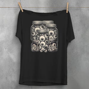 Weirdcore Eyeballs in a Jar T-Shirt Dreamcore Eyeball Aesthetic Grunge Clothing Edgy Trippy Shirt Horror Clothes Plus Size Pastel Goth