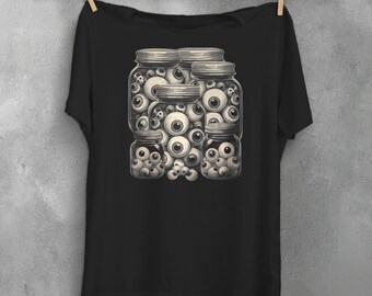 Weirdcore Eyeballs in a Jar T-Shirt Dreamcore Eyeball Aesthetic Grunge Clothing Edgy Trippy Shirt Horror Clothes Plus Size Pastel Goth