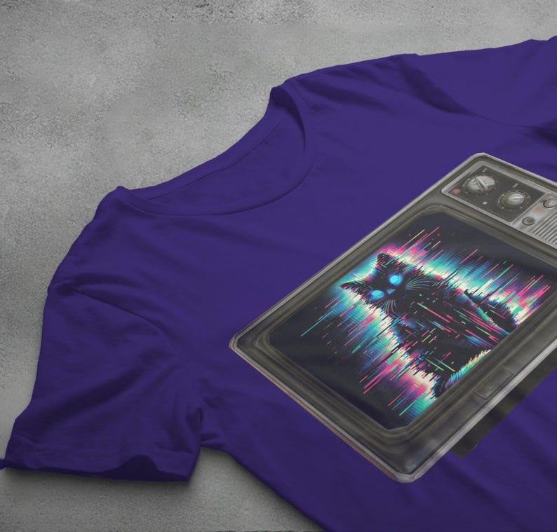 Camiseta de gato psicodélico, camiseta gráfica de televisión gótica imagen 2