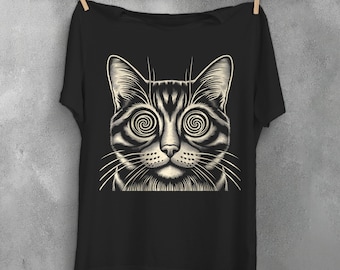 Camiseta de gato psicodélico, Crust Punk, Dark Academia, Ropa de bruja, Pastel Goth, Moda alternativa, Camiseta trippy para hombre, Weirdcore, Estética de terror