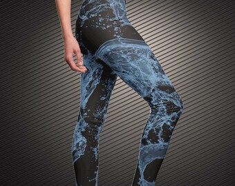 Waterdrop Leggings Liquid Tights Tie Dye Leggings Mid-Waisted Leggings for Women Kawaii Clothing Rave Outfit Plus Size Goth Festival