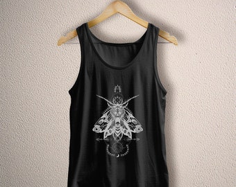 Gothic Luna Moth Tank Top Occult Witchy Tee Cicada Apparel Plus Size Goth Gift Cottagecore Aesthetic Horror Movie Entomology Butterfly Shirt