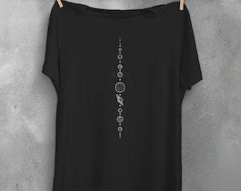 Planets t-shirt, Saturn Jupiter sun stars clothes, pagan satanic signs clothing, pastel goth aesthetic, wicca shirt green witch plus size