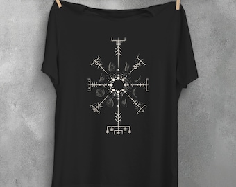 Vegvisir viking runes sign shirt, wiccan wicca t-shirt, occult voodoo medieval clothes pagan clothing pastel goth aesthetic witchcraft tee