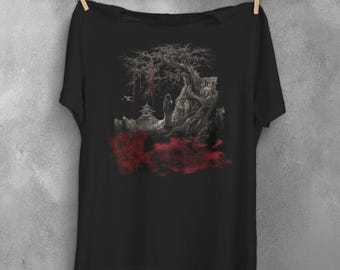 Gothic Dark Fantasy T-Shirt, Haunted Tree Horror T-Shirt, Spooky Art Top