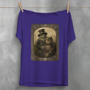 Vintage The Lovers T-Shirt Gothic Romance Tarot Top - Enchanted Whimsical Frog Tee - Alternative Plus Size Goth Top - Fantasy Witchcraft Tee image 3