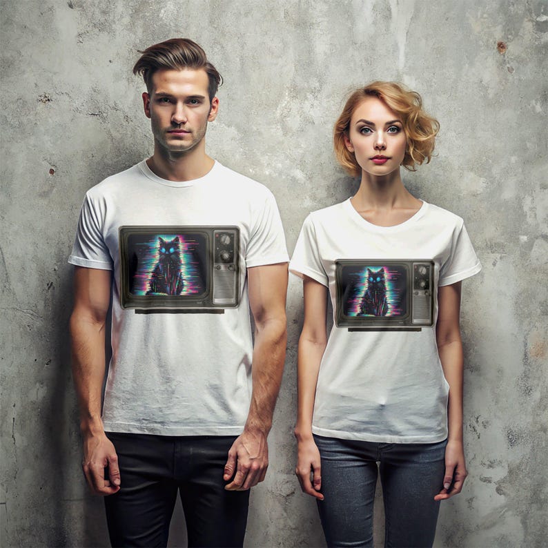 Camiseta de gato psicodélico, camiseta gráfica de televisión gótica imagen 6