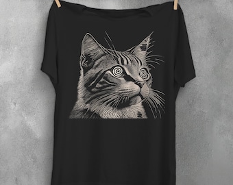 Camiseta de gato psicodélico, camiseta gótica espeluznante y adorable