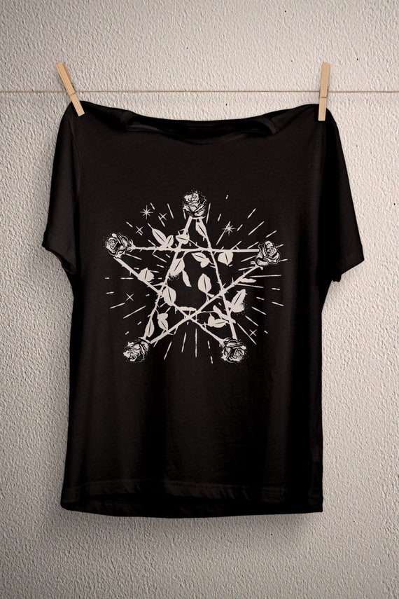 Rose pentacle pentagram t-shirt, pastel pagan shirt, wicca clothing, celtic, norse mythology, gothic clothing, unisex tie dye tee, asatru
