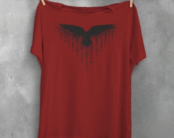 Raven Mystical Symbols T-Shirt, Gothic Bird Tee, Witchy Dark Top