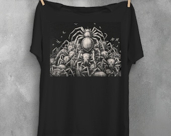 Spider Pile T-Shirt, Creepy Cute Tarantula Tee, Gothic Animal Shirt