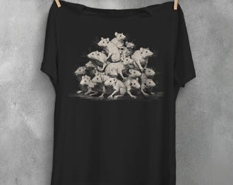 Ratten König T-Shirt Nu Goth Haustier Nager Tierliebhaber Soft Grunge Plus Größe Gothic Shirt gruselig nettes Geschenk Gothic Kleid Wicca Wicca Whimsigoth