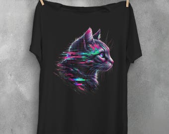 Camiseta de gato psicodélico, camiseta de gato con estética vaporwave, ropa rave, camiseta psicodélica Weirdcore, Harajuku Punk, ropa Pastel Goth, ropa grunge