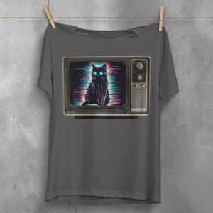 Camiseta de gato psicodélico, camiseta gráfica de televisión gótica imagen 3