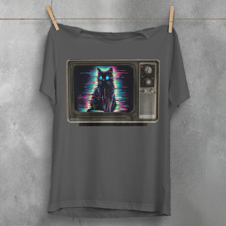 Camiseta de gato psicodélico, camiseta gráfica de televisión gótica imagen 3