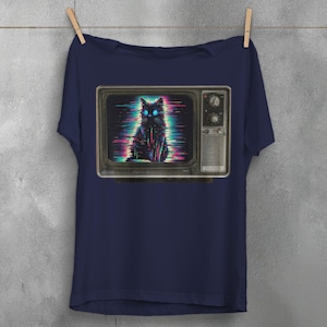 Camiseta de gato psicodélico, camiseta gráfica de televisión gótica imagen 5