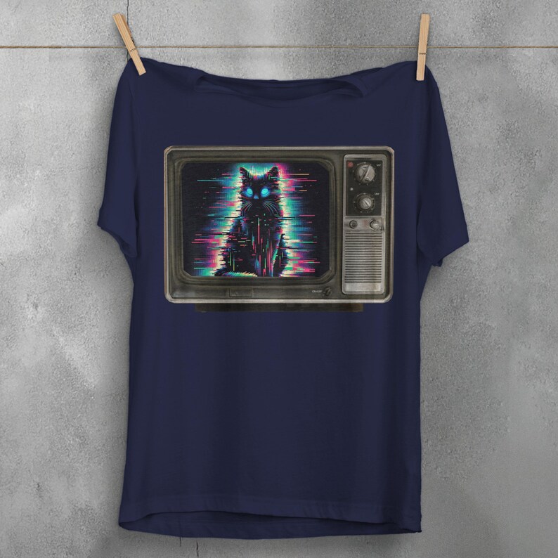 Camiseta de gato psicodélico, camiseta gráfica de televisión gótica imagen 5