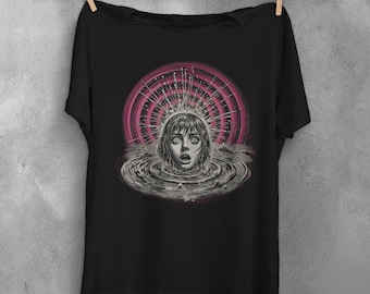 Trippy Anime Face T-Shirt, Weirdcore Horror Graphic Tee, Goth Top