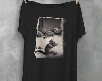 Gruseliges Ratten-T-Shirt, Tierliebhaber-T-Shirt, Hexe plus Größenspitze, Rattenkönig, Rattenliebhabergeschenke, Haustier-Shirt, Pastell-Gothic-Kleidung, weiches Grunge