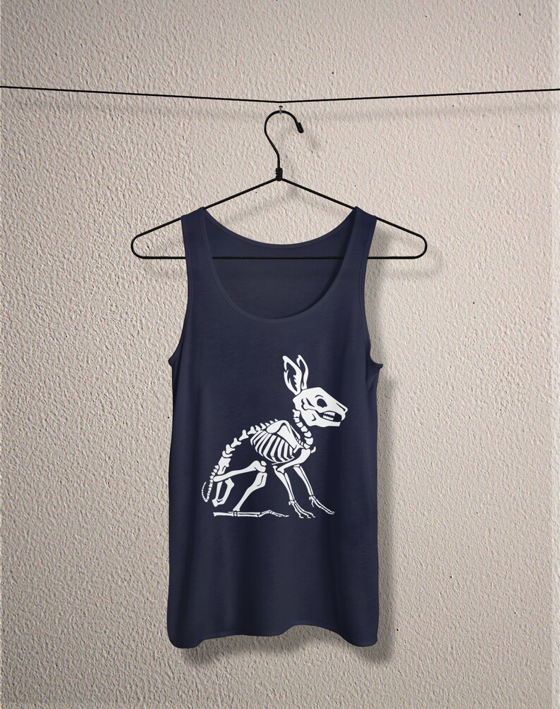 Creepy cute rabbit skeleton jersey death metal Goth tank top gothic witch horror unisex witchy pastel pagan frankenstein aesthetic tee