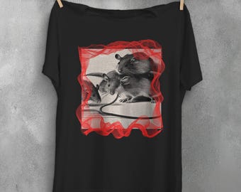 Gruseliges Ratten-T-Shirt, Rattenliebhaber Geschenke, Tierliebhaber T-Shirt, Hexe plus Größe Top, Ratten König, Haustier-Shirt, Pastel Goth Kleidung, weiches Grunge