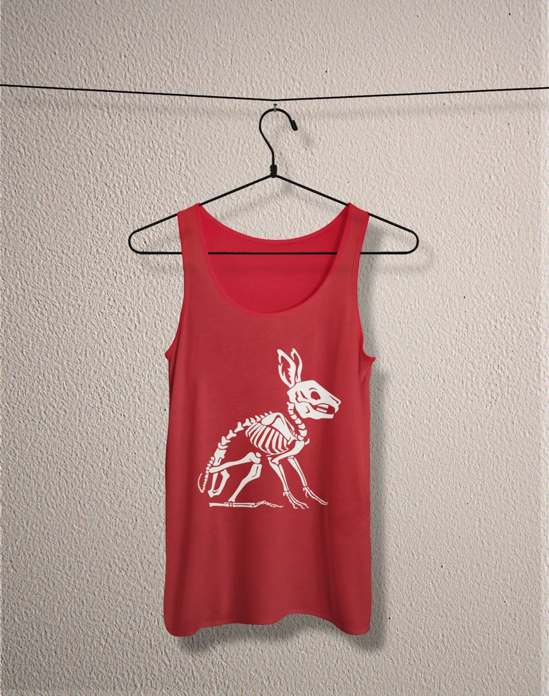 Creepy cute rabbit skeleton jersey death metal Goth tank top gothic witch horror unisex witchy pastel pagan frankenstein aesthetic tee