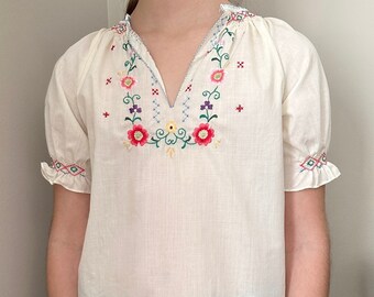 1960s Children's Hand-Embroidered Peasant Blouse - vintage childrens clothing vintage girls blouse vintage child's blouse children's vintage