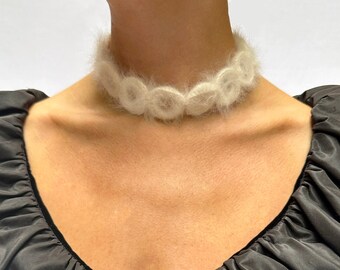 Vintage 1960s Angora Choker Necklace || Vintage angora choker vintage fur choker angora necklace 1960s jewelry 1960s necklace vintage choker