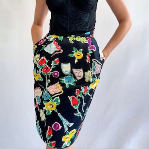 1980s Designer Vintage Pegged Floral Skirt| Christian Lacroix Vintage Pencil skirt