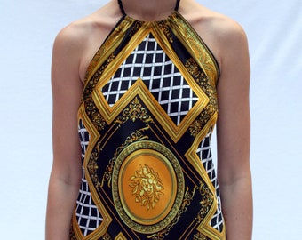 Vintage 90s Handkerchief Halter Top, in the style of Versace