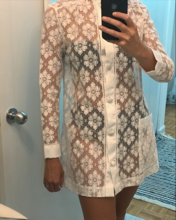 VINTAGE CHRISTIAN DIOR Lace Shirtdress — vintage D
