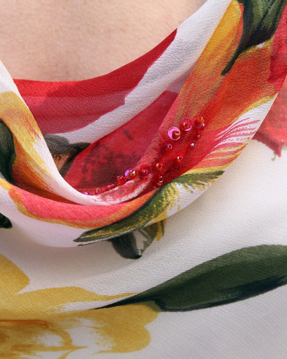Vintage Floral Bias-Cut Chiffon Dress / vintage b… - image 9