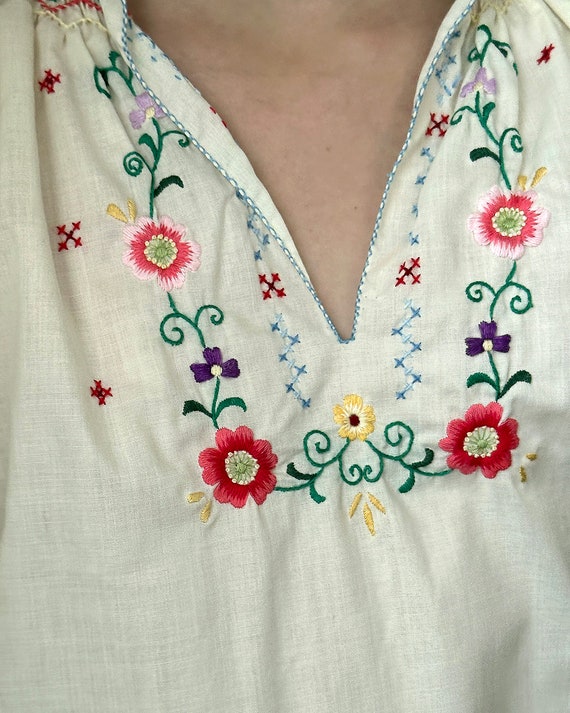 1960s Children's Hand-Embroidered Peasant Blouse … - image 8