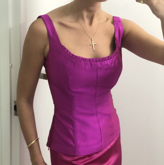 Vintage 1990s Custom Corset Top — vintage magenta