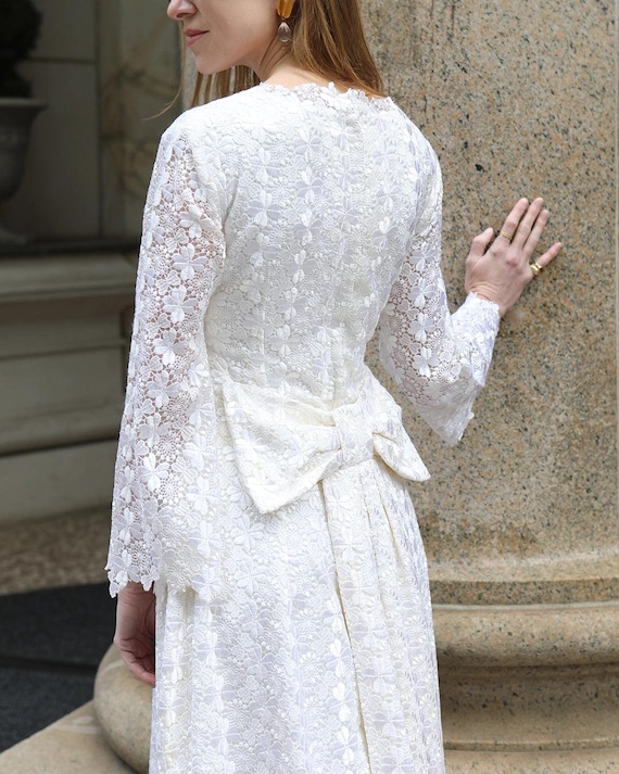 Vintage 1960s White Crochet Lace Empire Waist Dress - Etsy